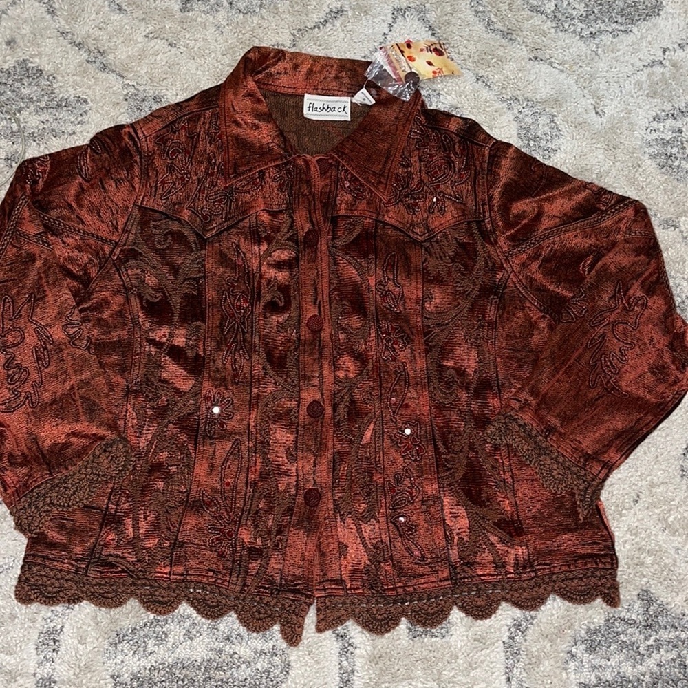 NWT Vintage Crochet Embroidered Rustic Jacket